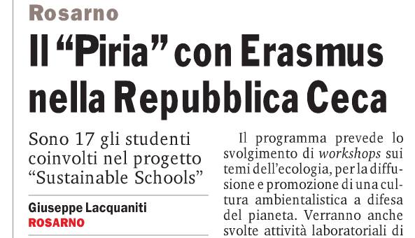Gli studenti del Piria partono per la Repubblica Ceca
